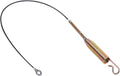 Auger control cable with copper spring coil, black wire, and metal loop end