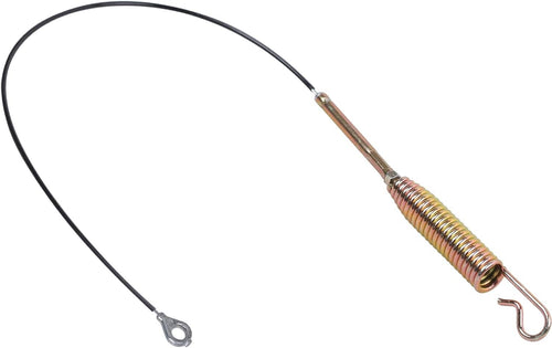 Auger control cable with copper spring coil, black wire, and metal loop end