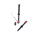 90mm black tubeless bike valve stems, pair; red base and knurled cap