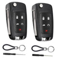 Black 5-button key fob replacement shell with keyring and metal blade, remote button icons