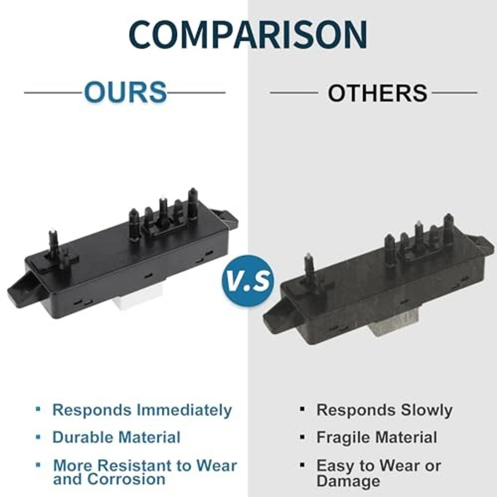 Power seat switch module comparison showing two black switch housings