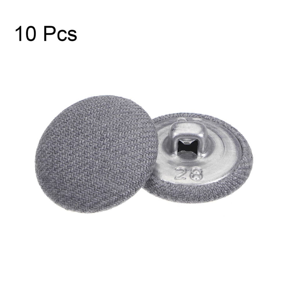 RivetOak HARFINGTON 10pcs 28L Fabric Cloth Covered Button 18mm Metal Shank 18mm, Grey