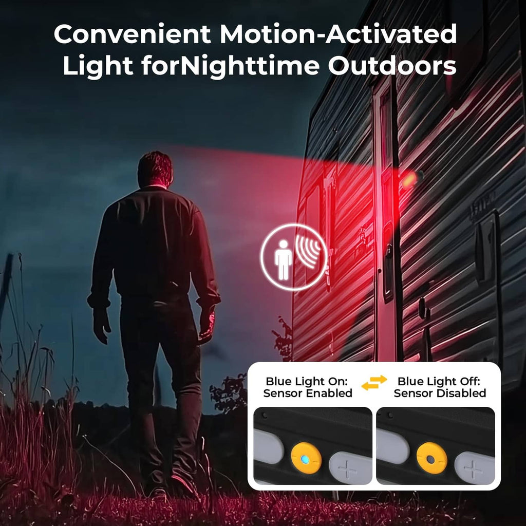 Black motion-activated rechargeable area light with sensor indicator