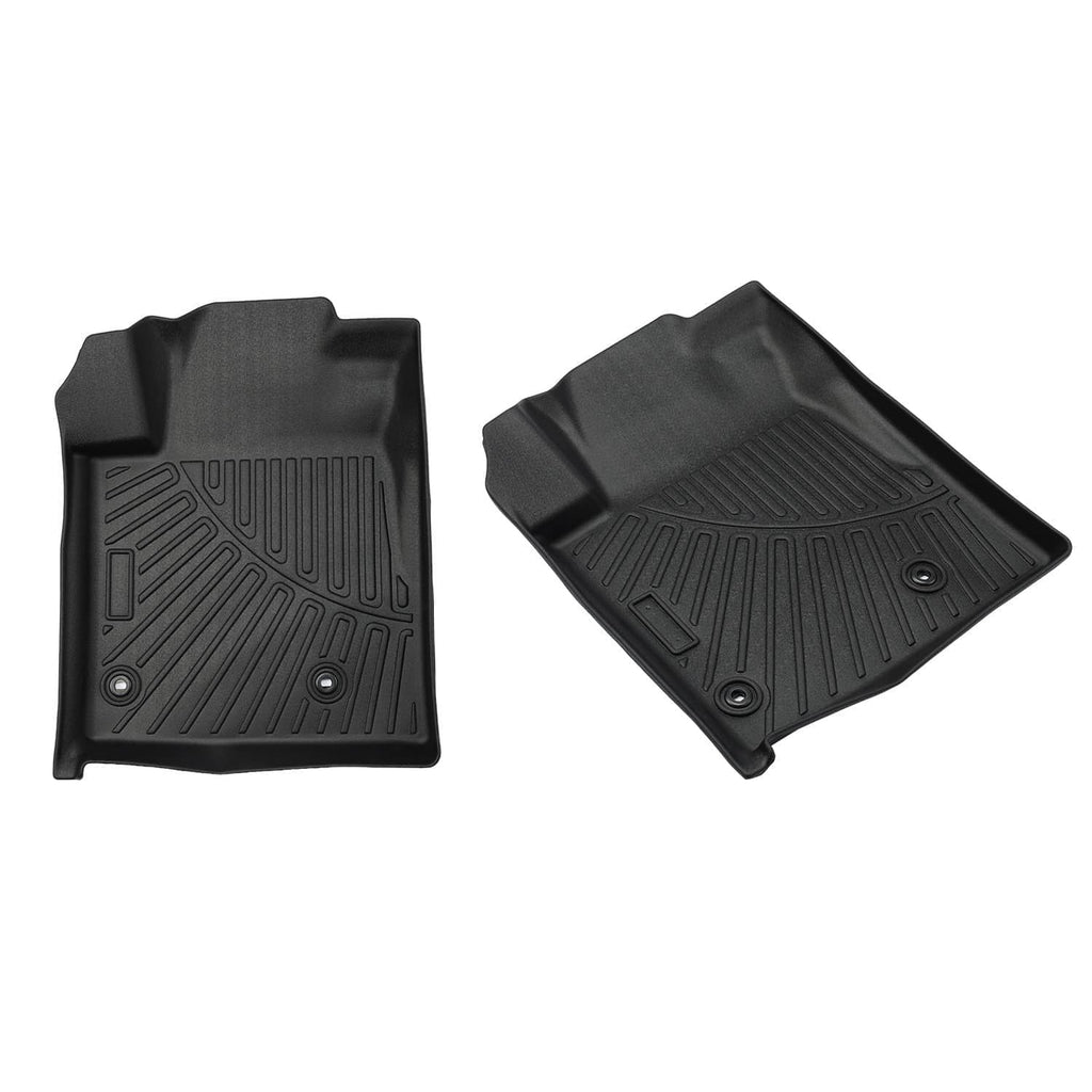Black TPE floor mat liners, two front mats with circular anchors