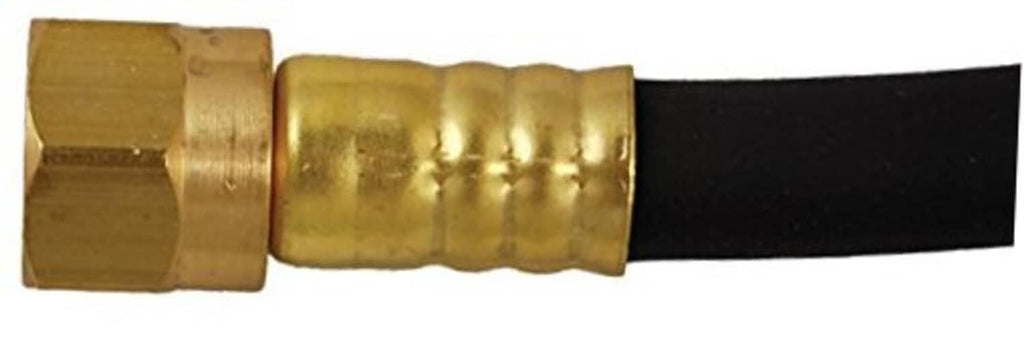 Brass connector with ridged barrel and black rubber hose, 48 in length