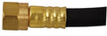 Brass connector with ridged barrel and black rubber hose, 48 in length