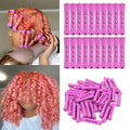 Purple perm rods used on hair and finished curls, plus rods and holder sets