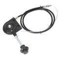 Throttle control cable assembly with black housing, lever, and braided cable ends