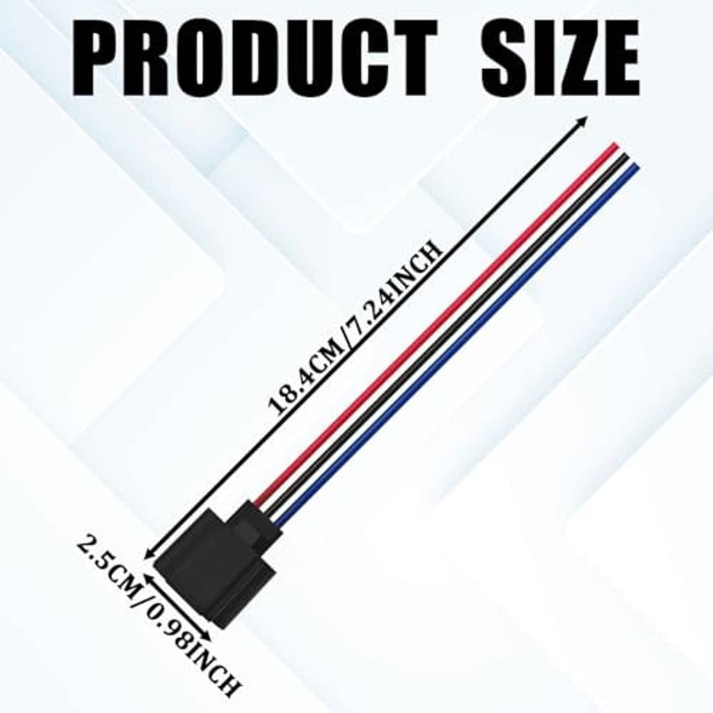 Headlight pigtail connector cable with black plug and red/blue wires, yellow 2-pin socket