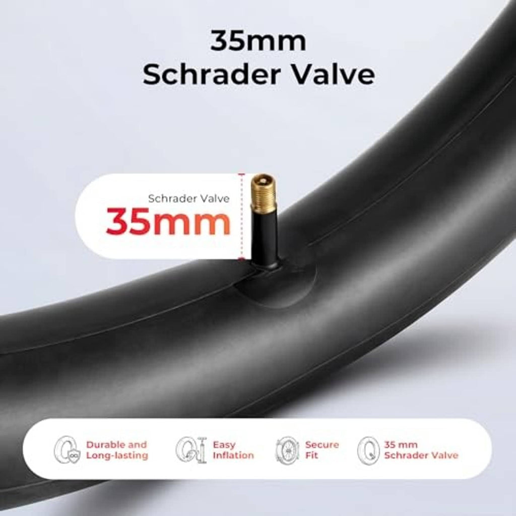 Black butyl inner tube with brass Schrader valve, 35mm length