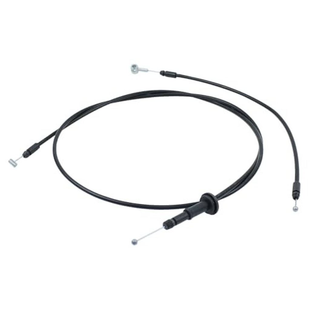 Black hood latch release cable assembly with molded connectors and metal end fittings