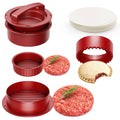 RivetOak Pisol Hamburger Press, 4-in-1 Burger Press Patty Maker Slider, Stuffed Red