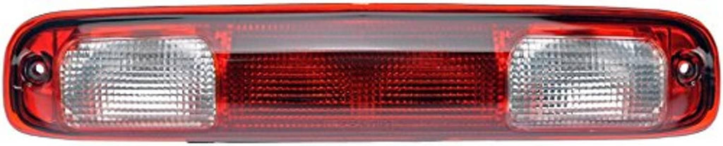 Center high mount stop light lens with two clear rectangular sections and red strip