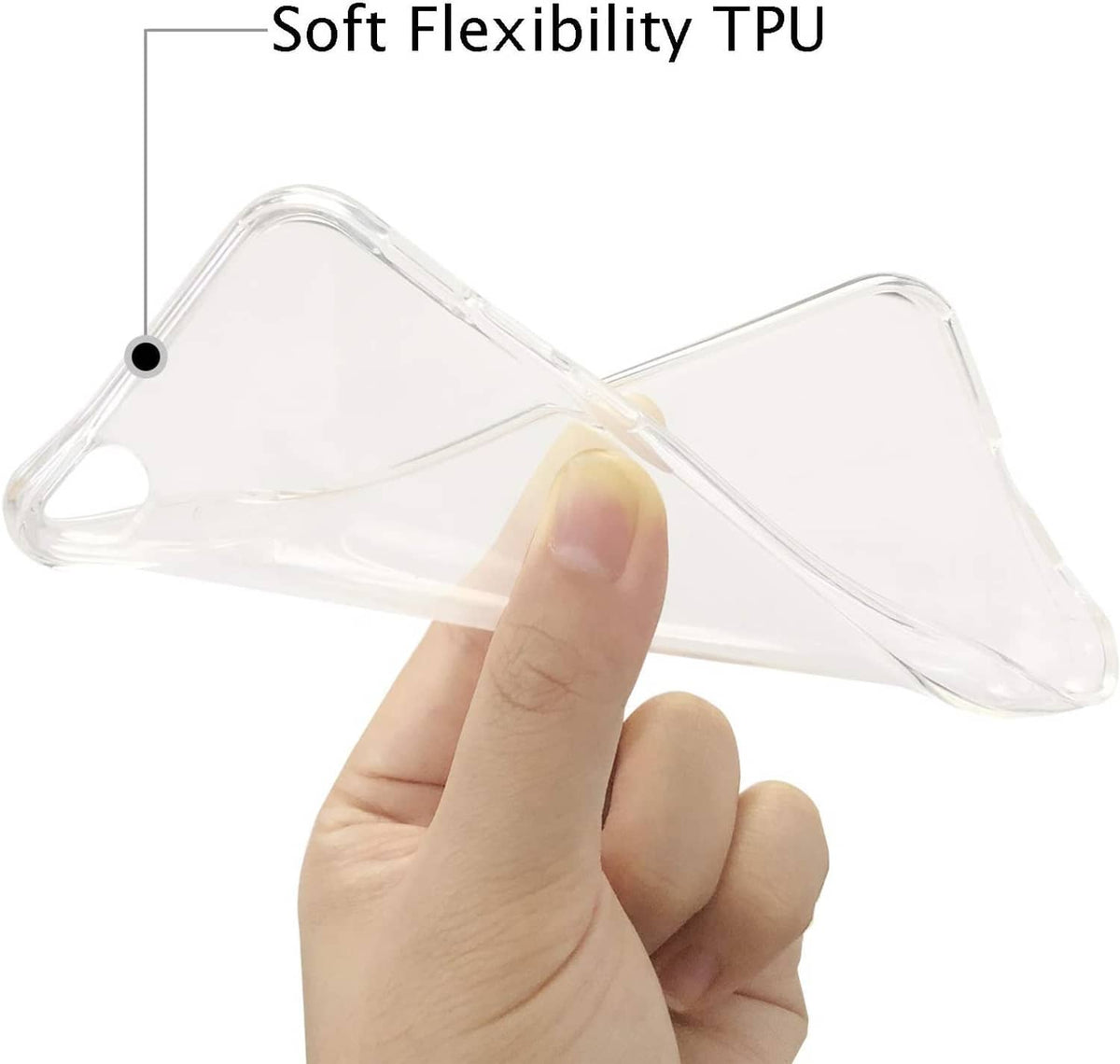 Clear flexible TPU phone case with soft curve edges for secure fit