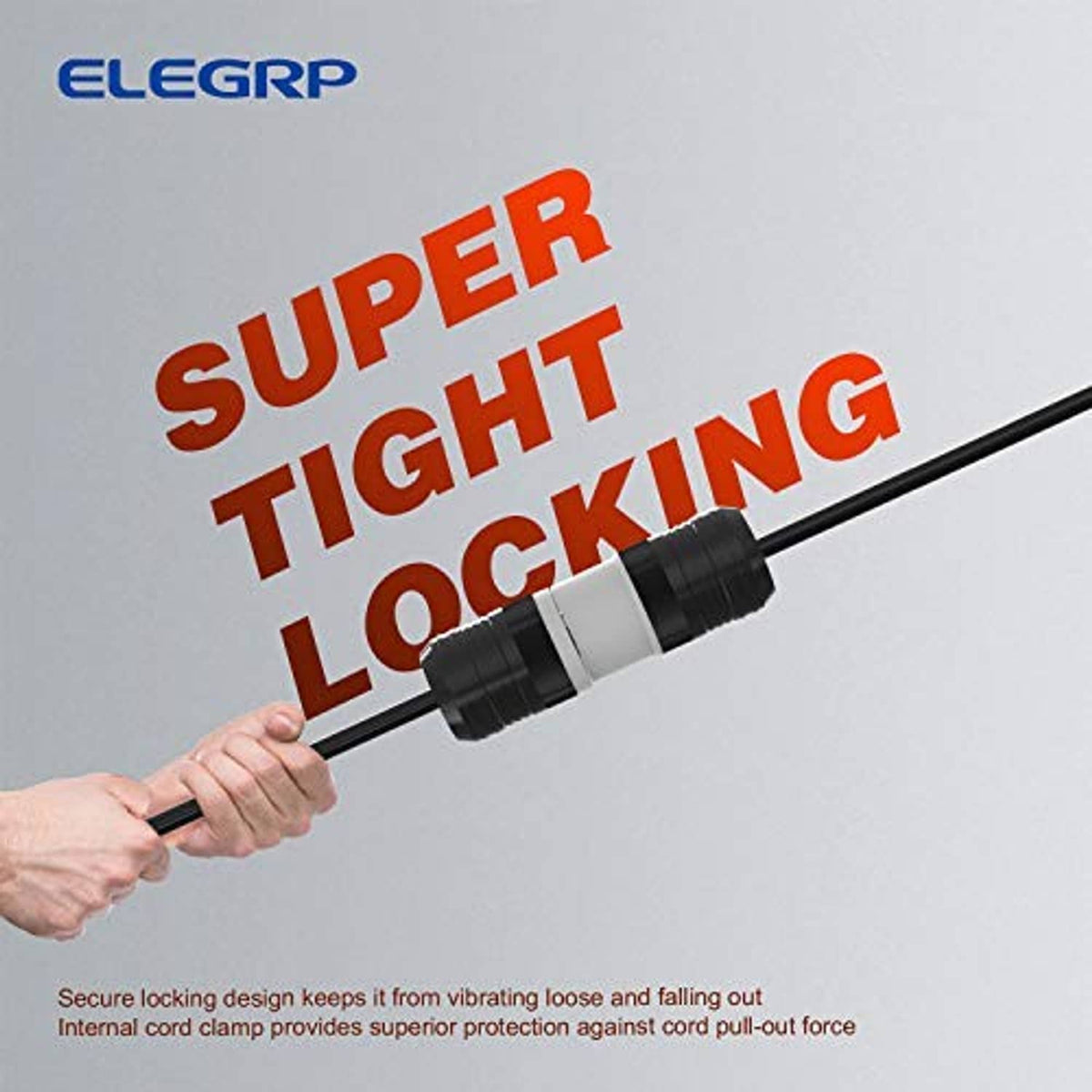 Generator twist-lock male plug with locking coupling and ribbed black body