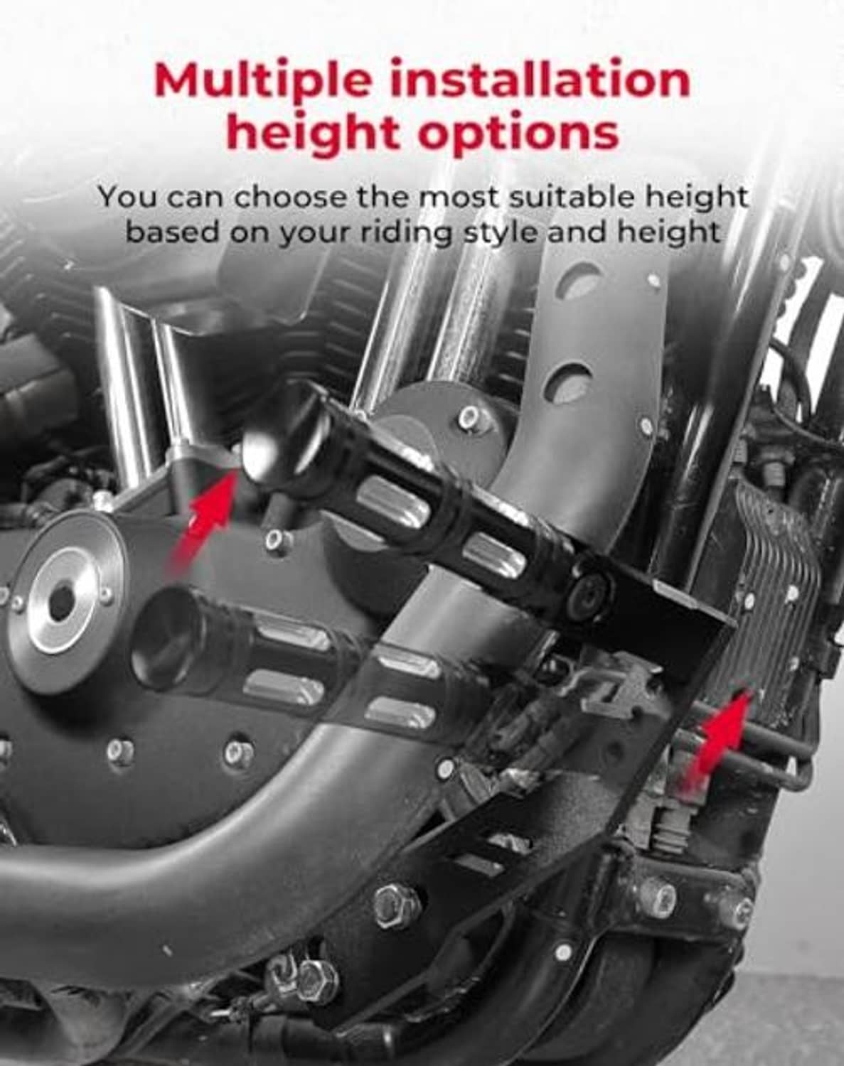 Motorcycle foot peg mount bracket with multiple height mounting holes