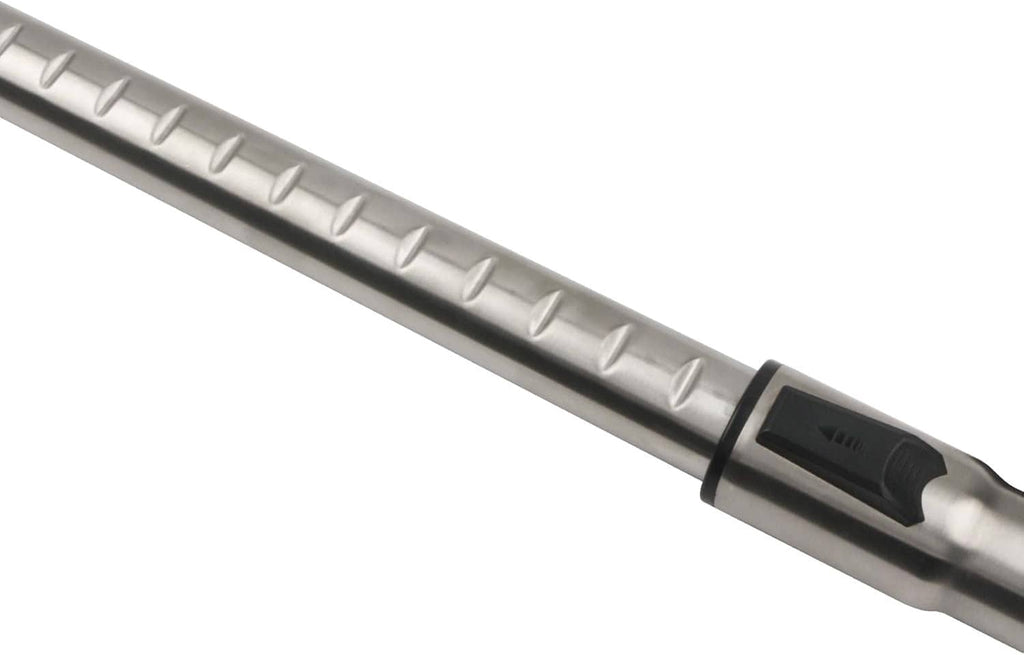 Telescoping vacuum wand with ridged grip area and black locking band