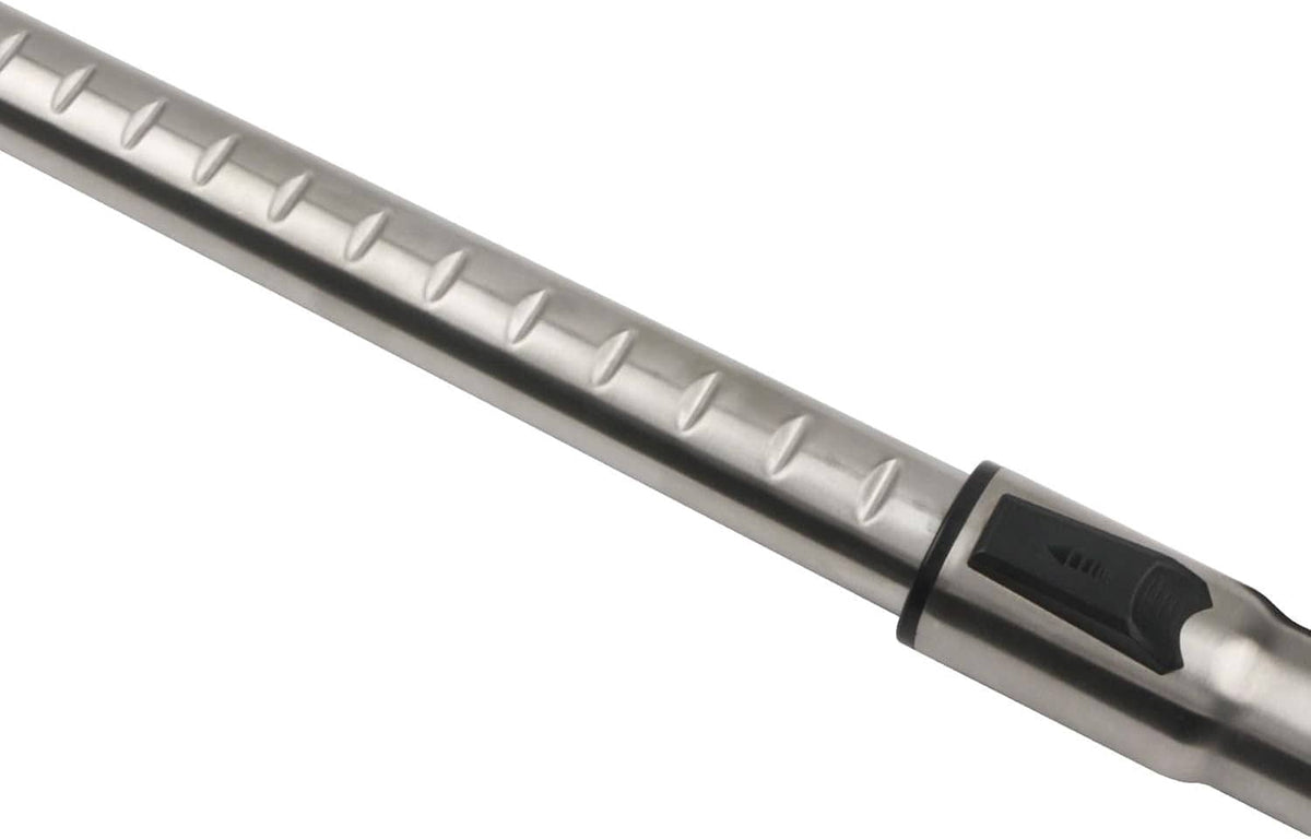 Telescoping vacuum wand with ridged grip area and black locking band