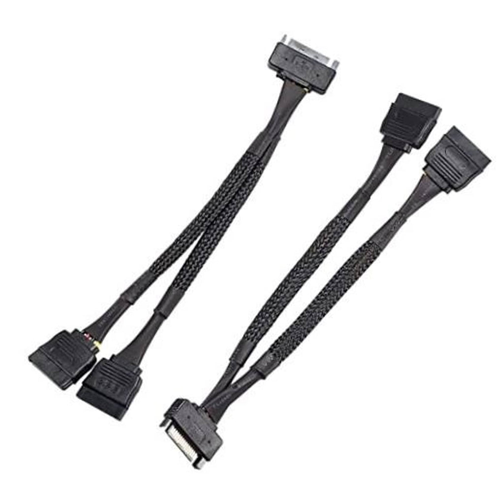 SATA power splitter cables, 2-pack, braided black with SSD/HDD power connectors