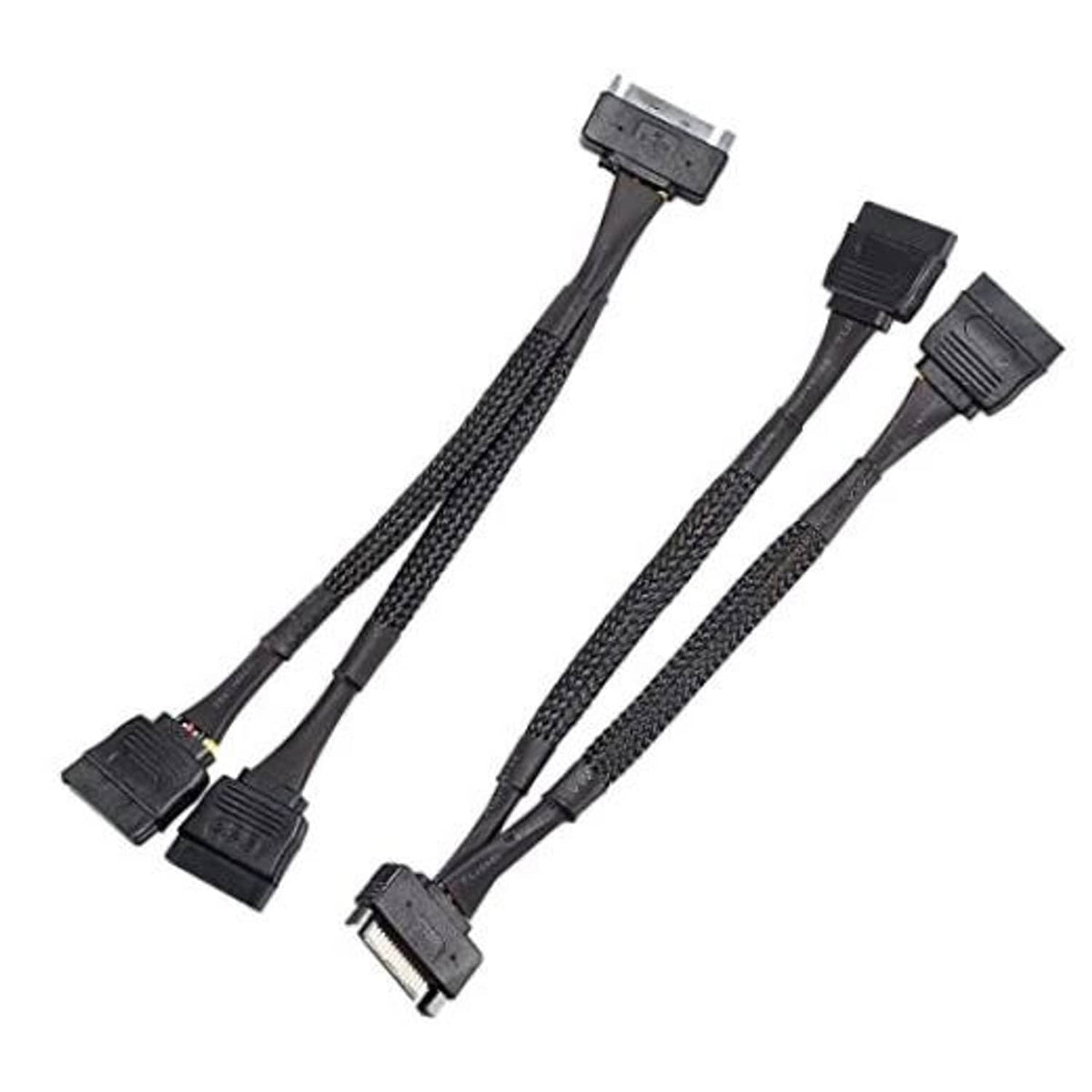 SATA power splitter cables, 2-pack, braided black with SSD/HDD power connectors