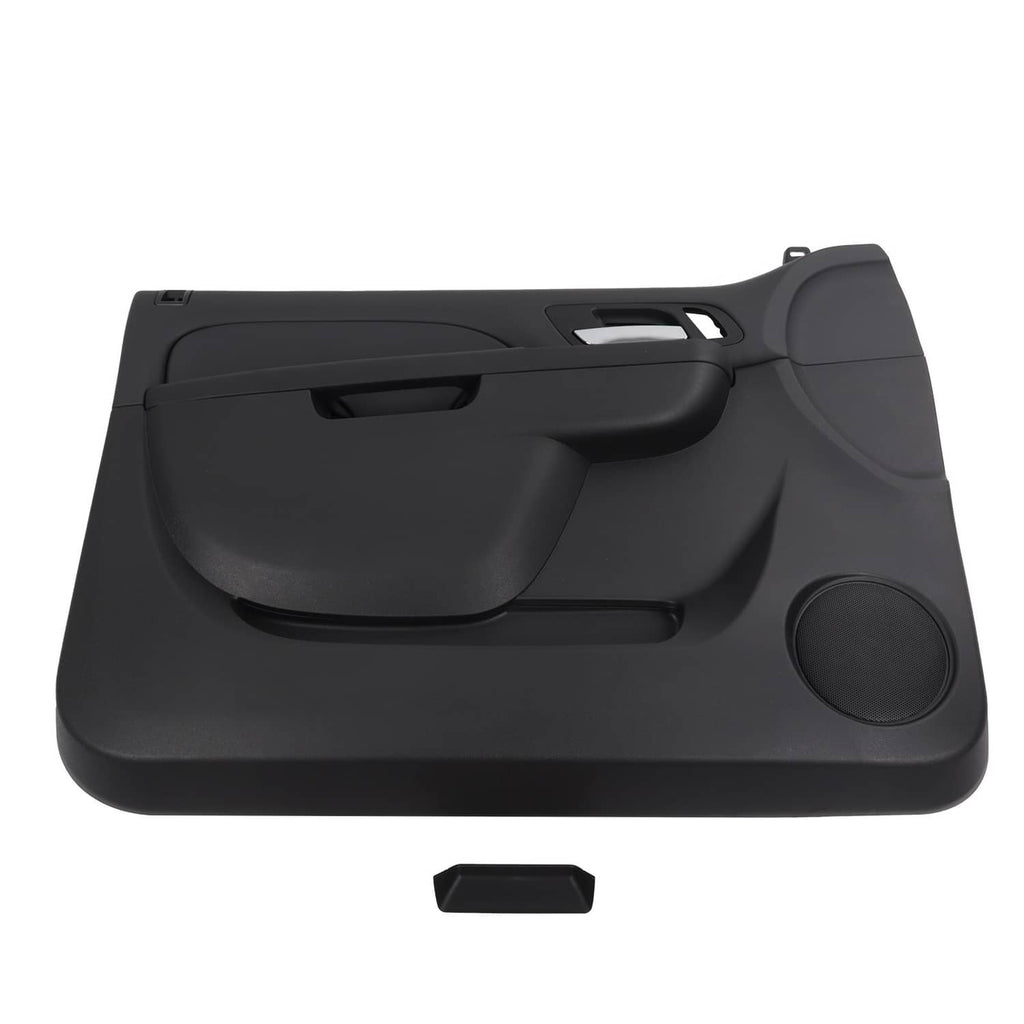 Front door interior trim panel, driver side, black, with circular speaker and door pull area