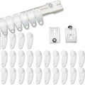 White traverse rod curtain slides set with rail, gliders, and two clip pieces