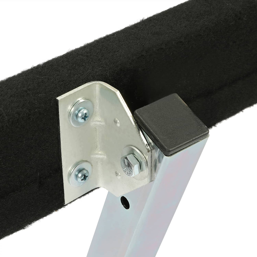 Boat trailer guide rail bracket with black foam pad and mounting plate