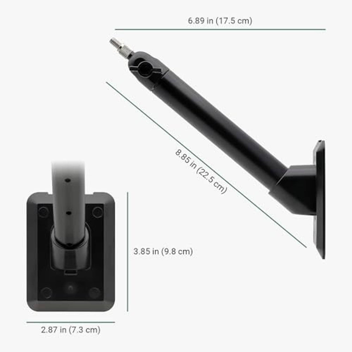 Black solar panel wall mount bracket with long arm and base