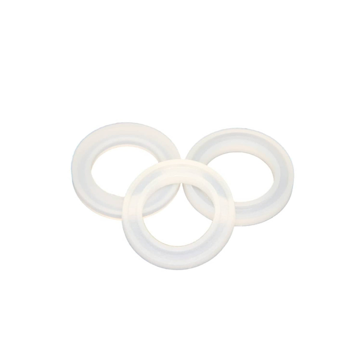 Silicone spout lid seal gasket set, three white circular rings