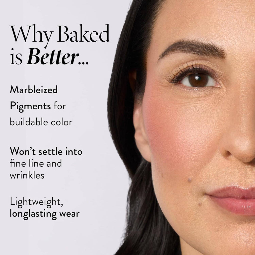 Woman wearing makeup with visible blush coverage near cheek