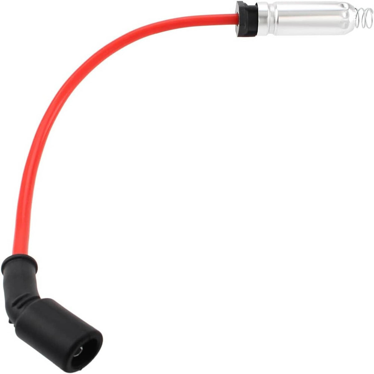 Ignition coil connector with clear case and long red wire lead, black boot