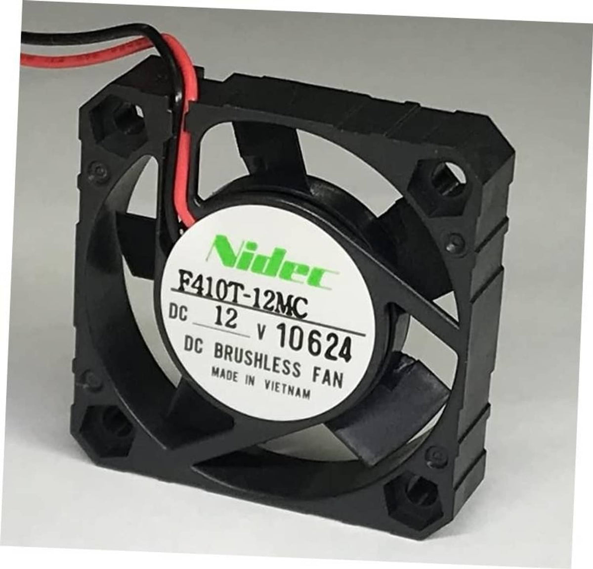 12V 40mm square brushless DC fan motor with Nidec label and black fan frame