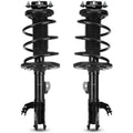 Pair of black front strut shock absorbers with coil springs and mounting brackets