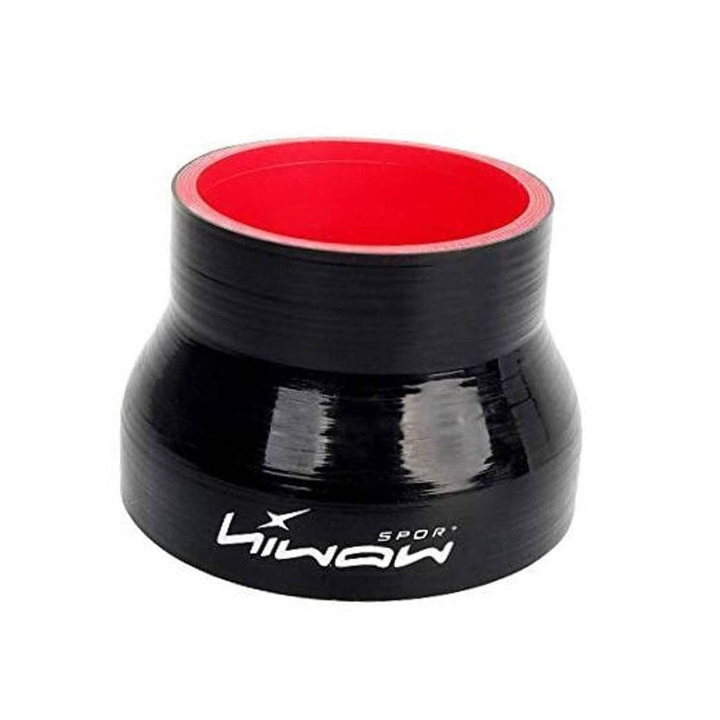 Black straight reducer coupler with red inner lining and visible logo