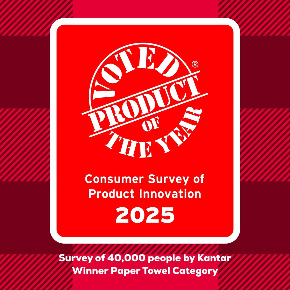 Voted product of the year 2025 promotional badge for paper towels
