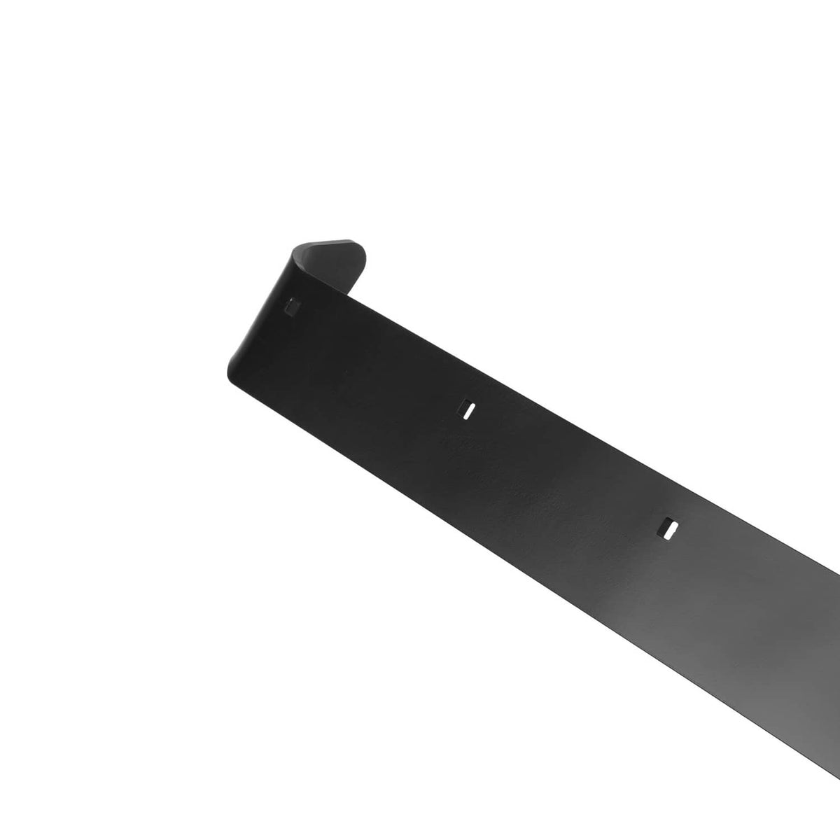 Single black snow plow cutting edge blade section with mounting holes