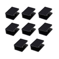Pack of 8 black square glass shelf clamp clips, aluminum alloy holder with open base