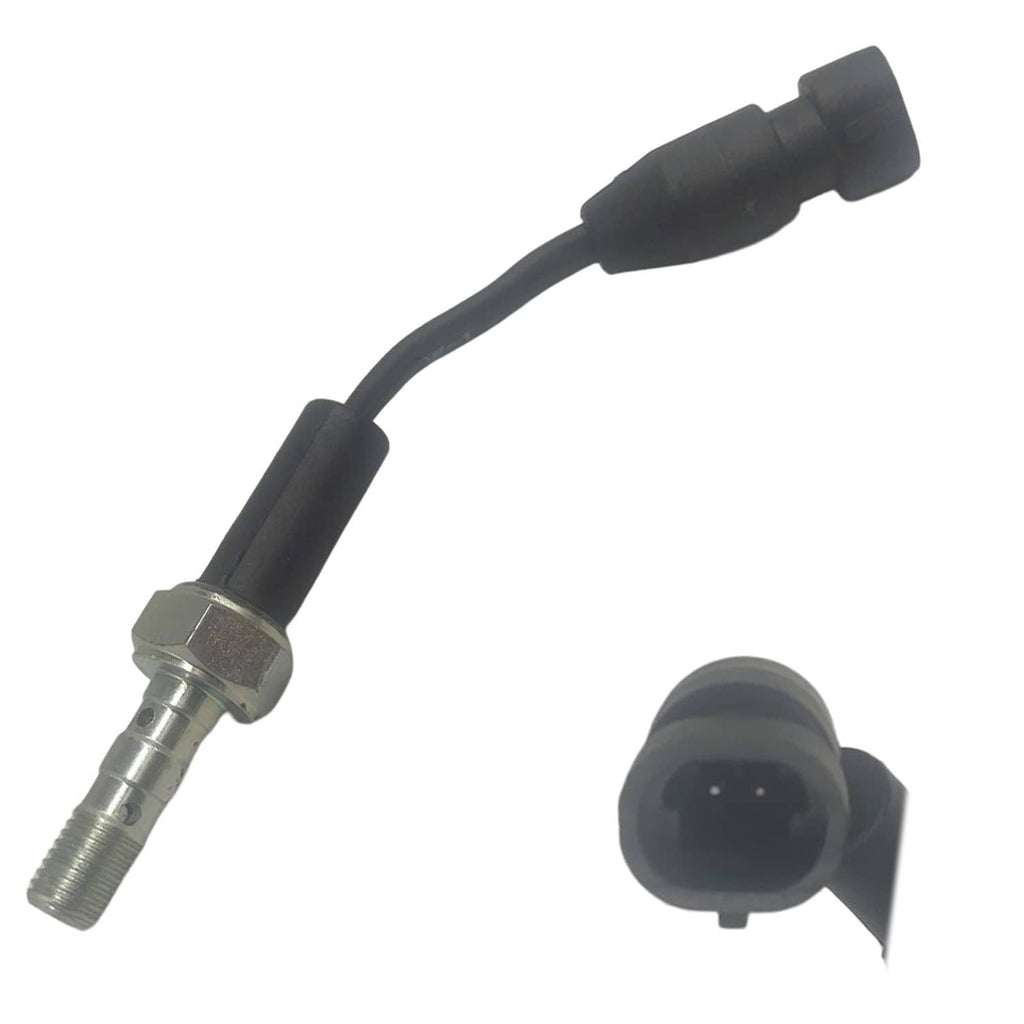 Brake pressure switch with black wiring harness and metal threaded sensor tip