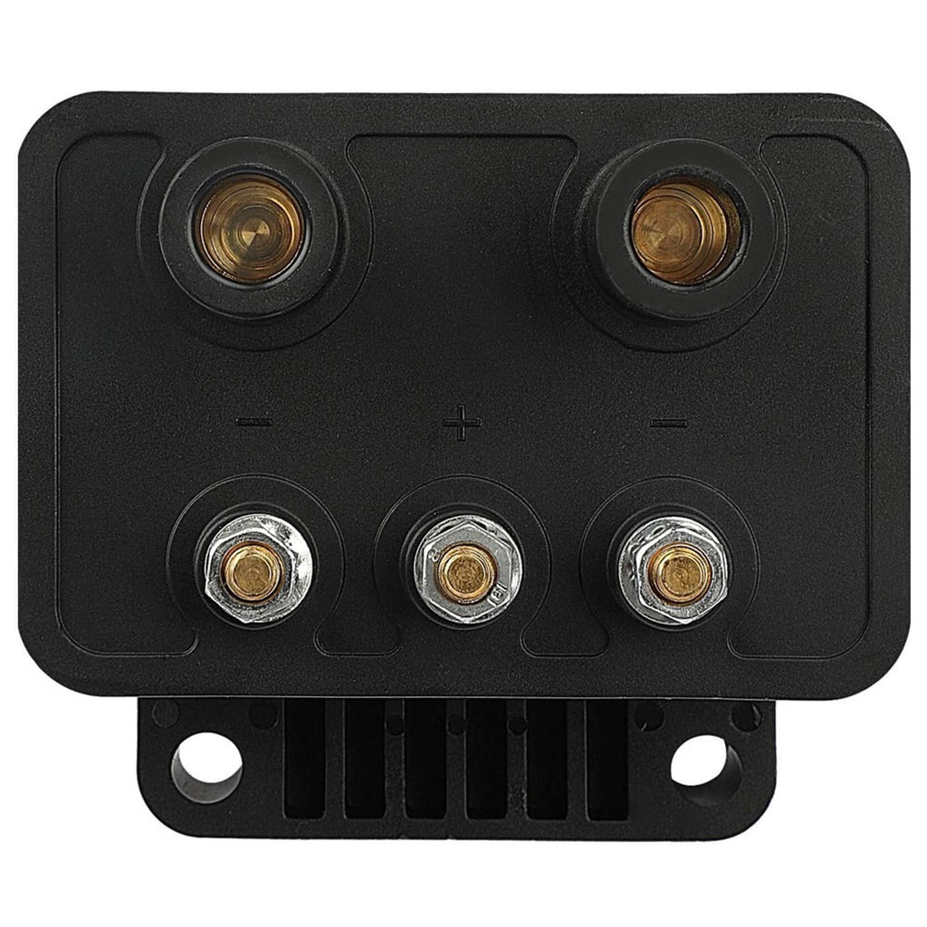 Programmable ignition control terminal plate with six brass connection points on black housing.