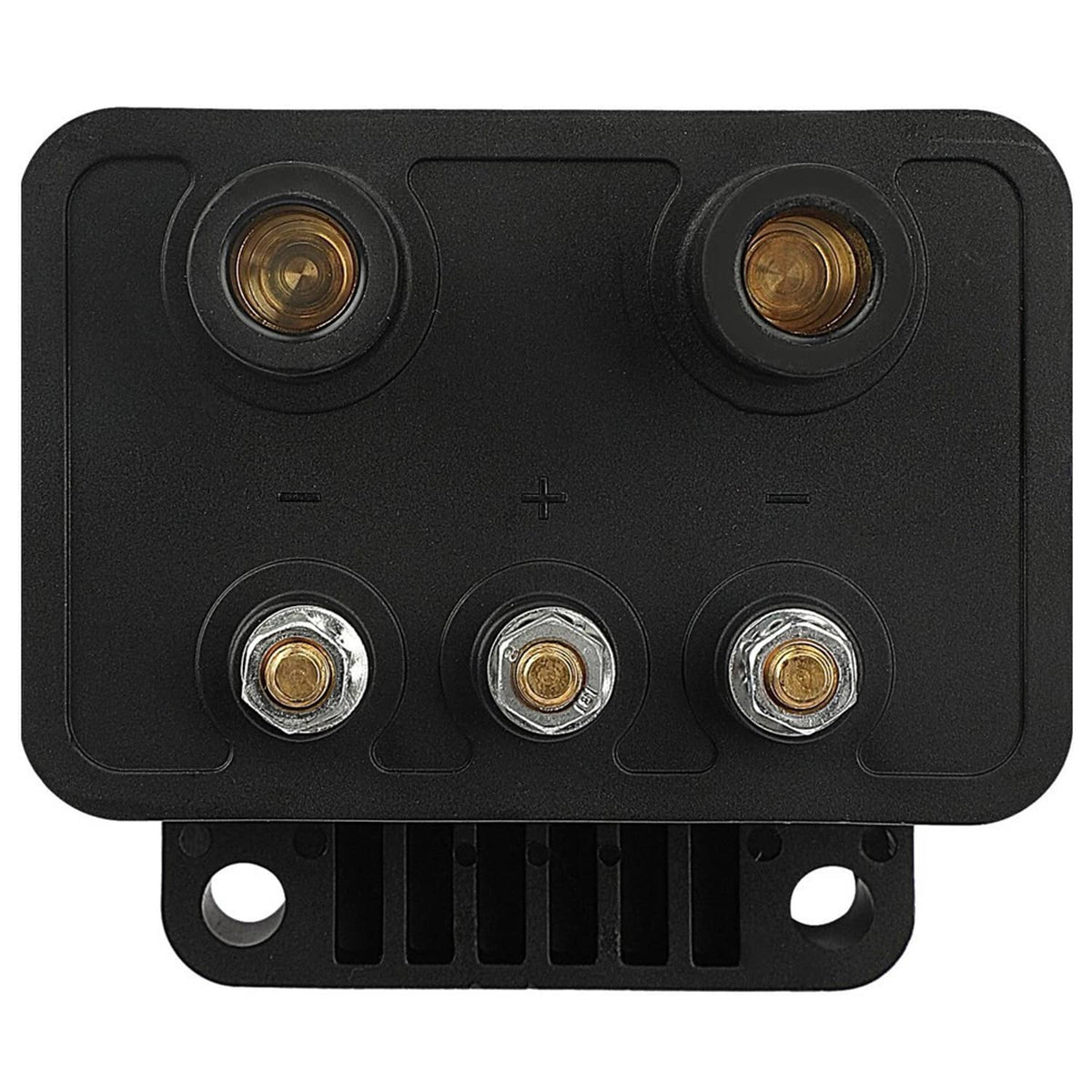 Programmable ignition control terminal plate with six brass connection points on black housing.