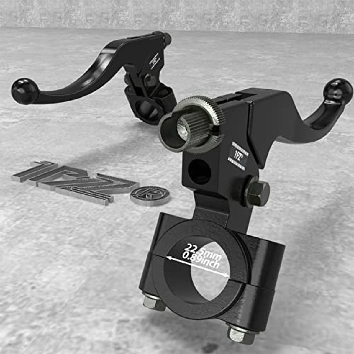Black clutch and brake lever perch assembly with 22.2mm clamp and mounting hardware
