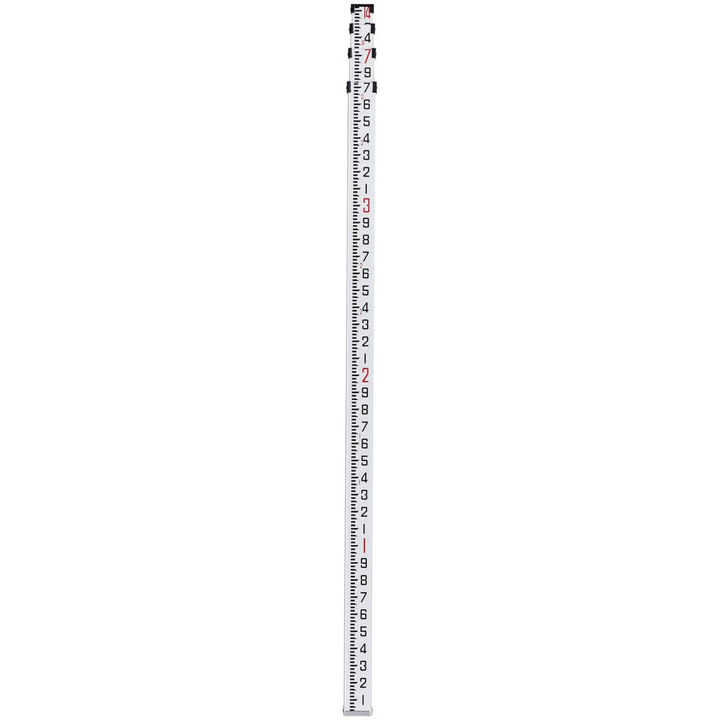 Tall measuring rod showing vertical foot scale and 1/10 inch tick marks
