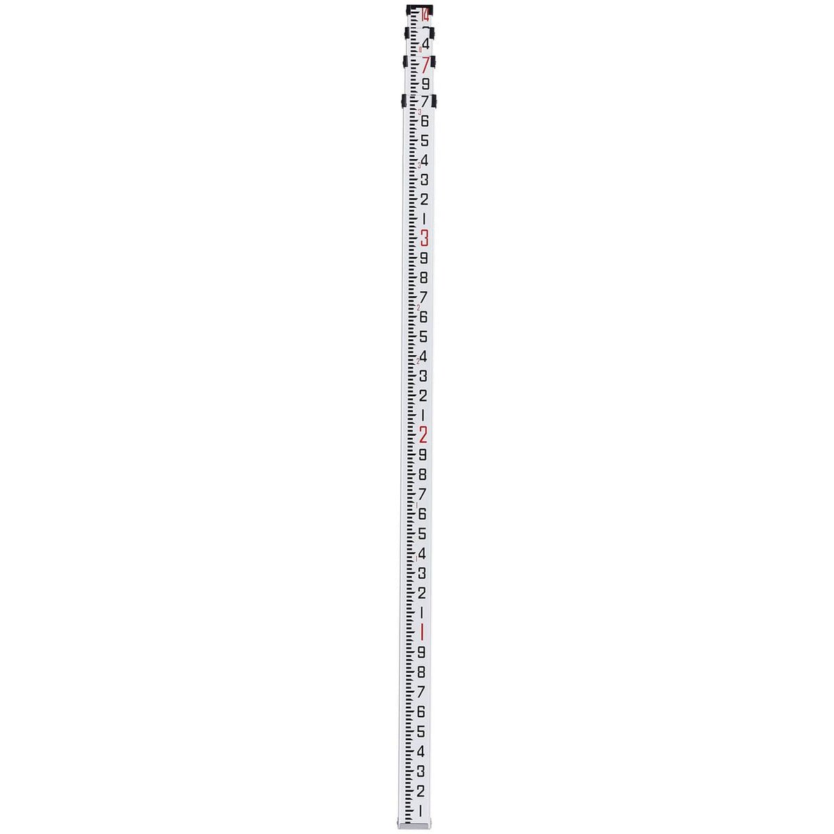 Tall measuring rod showing vertical foot scale and 1/10 inch tick marks