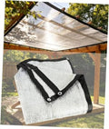 Square silver shade cloth canopy with black edges and metal grommets