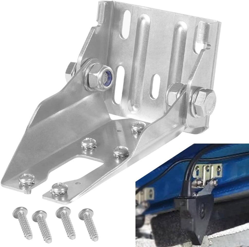 Stainless steel transom mount bracket with mounting hardware and bolts