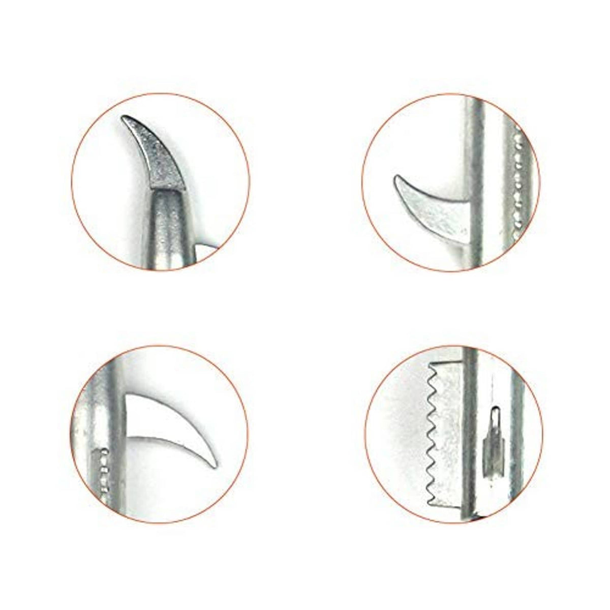 Metal tire hook prongs with curved claw end for cleaning between tread blocks