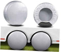 Silver reflective round tire cover with center opening and black inner lining