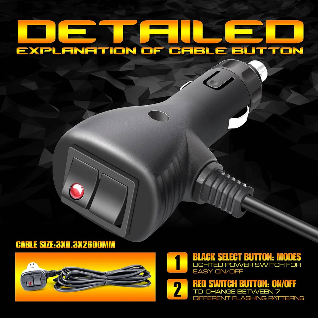 DAYSEN amber LED magnetic beacon light with side button and attached power cable