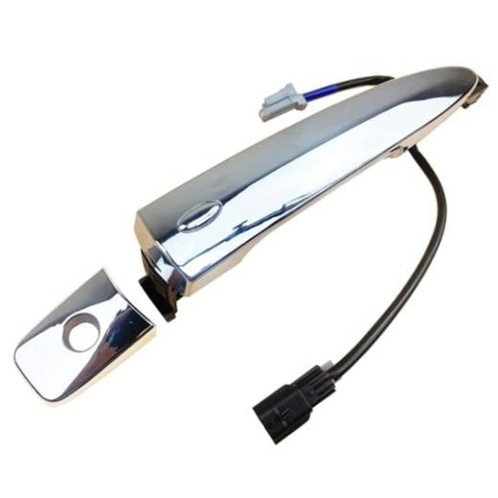 Exterior door handle assembly with chrome finish and wiring harness