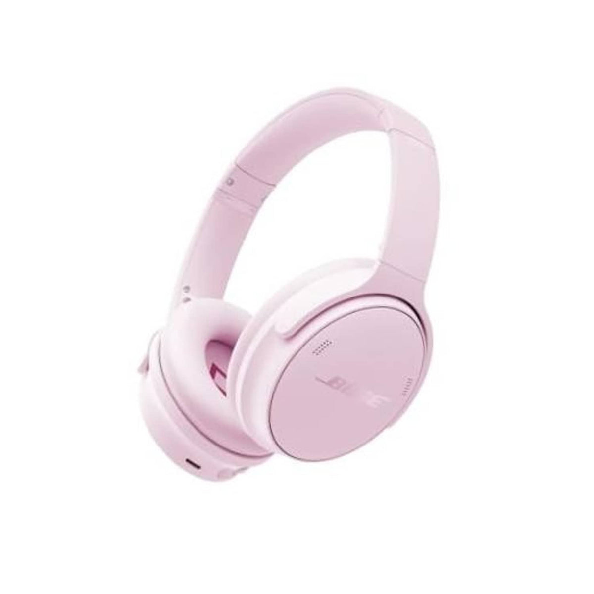 Pink wireless over-ear headphones with cushioned ear pads and headband